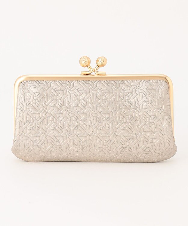 UNBILLION perche 抗菌レザー型押しがま口長財布 シルバー