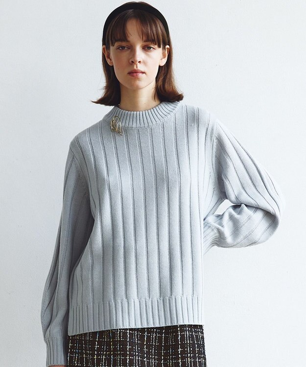 組曲 バルキーワイドリブ ニット サックスブルー系