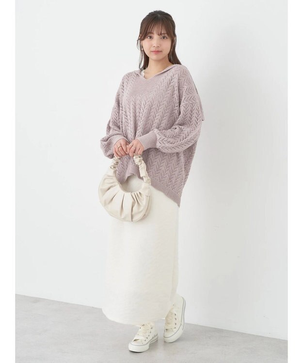 earth music&ecology ビッグカラーニットプルオーバー Lavender