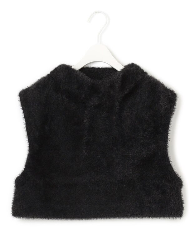 ICB ヘアリーショートジレ ブラック系