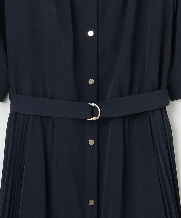 ANY SIS 【洗える】サイドプリーツフレア ワンピース ネイビー