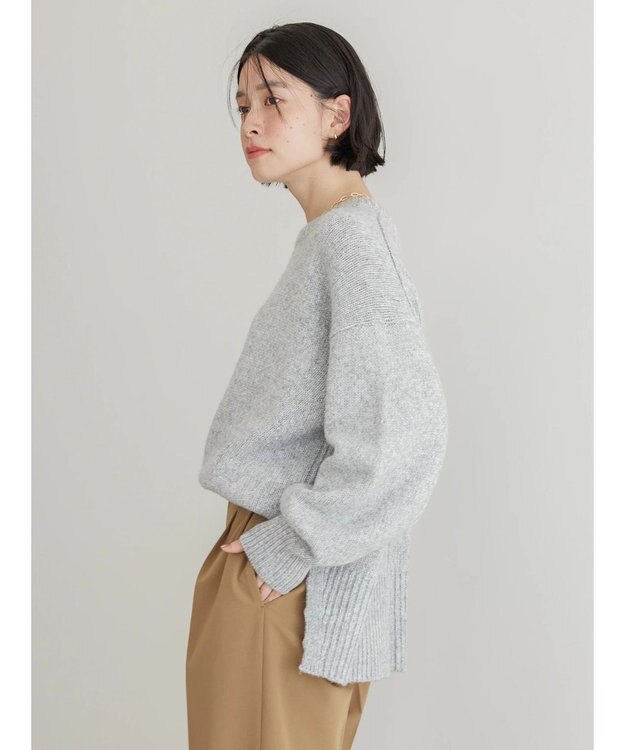 AMERICAN HOLIC サイドスリット袖ボリュームニットプルオーバー Light Gray Mixture