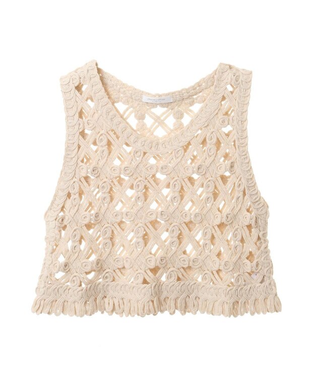 Green Parks かぎ針編みニットベスト Ivory