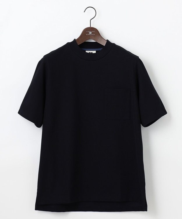 JOSEPH ABBOUD 【ジャケットインにもおすすめドレスTee/吸水速乾/上質感】ミラノリブダブルフェイス Tシャツ ネイビー系