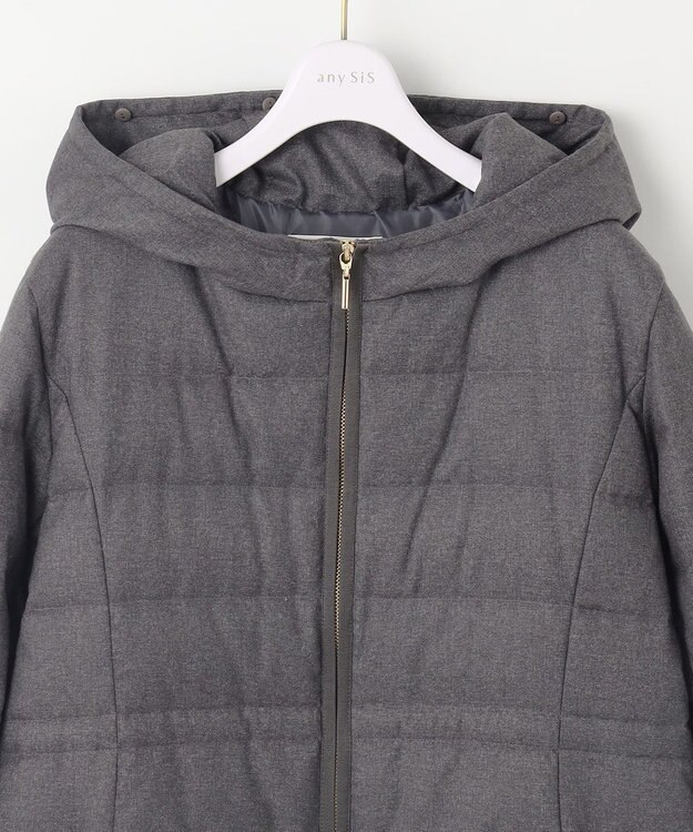 ANY SIS 【撥水・洗える】リッチファーフードロング ダウン グレー