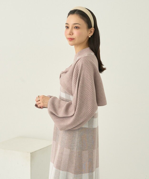 earth music&ecology Ｓｅｔ２点ショートニット＋チェックワンピース Beige