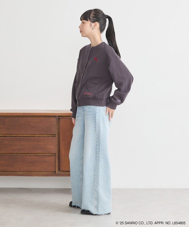 earth music&ecology チャンピオン　ハローキティ×ｅｍａｅ裏毛カーディガン Charcoal Gray