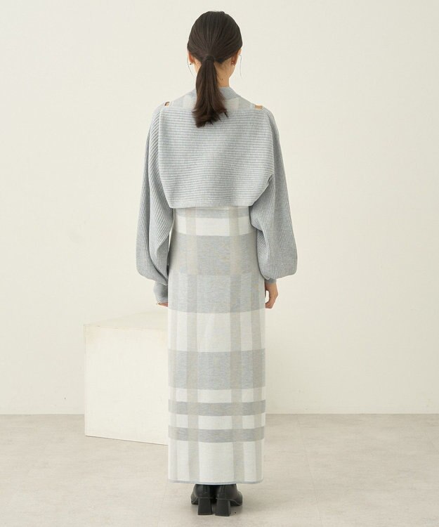 earth music&ecology Ｓｅｔ２点ショートニット＋チェックワンピース Gray