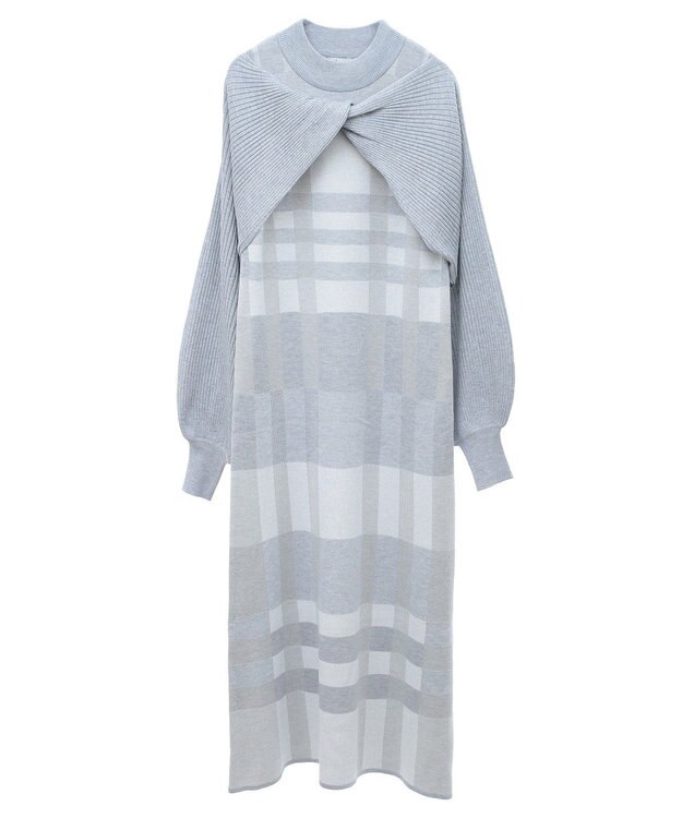 earth music&ecology Ｓｅｔ２点ショートニット＋チェックワンピース Gray