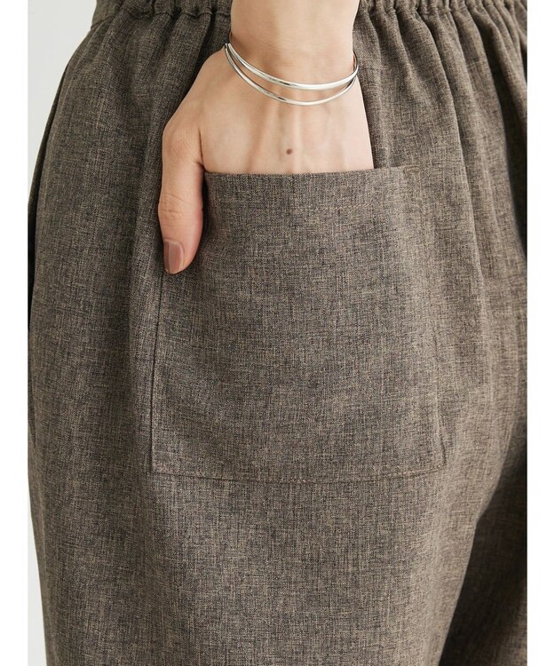 Green Parks 麻調ストレートパンツ Brown