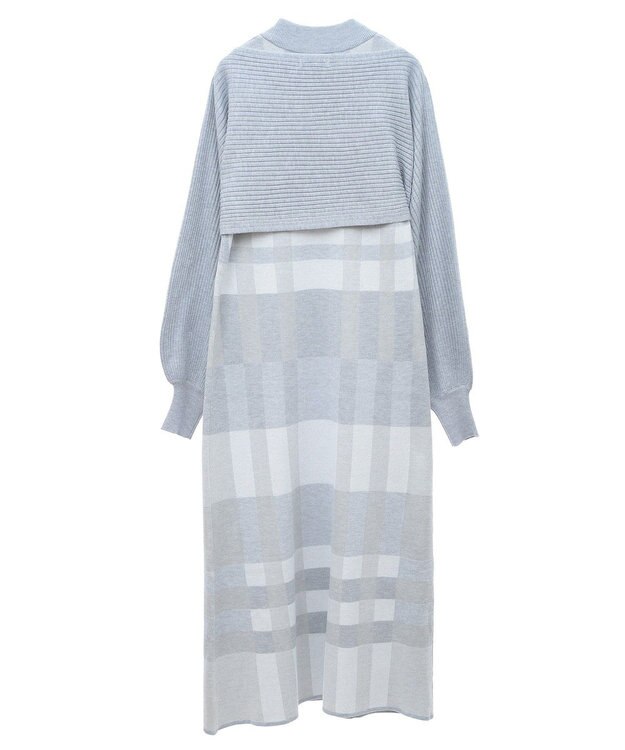 earth music&ecology Ｓｅｔ２点ショートニット＋チェックワンピース Gray