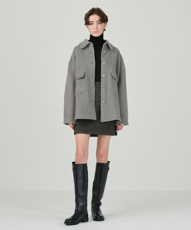 GRACE CONTINENTAL ウールオーバーシャツ グレー