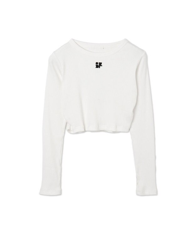 WEGO ワンポイントデザインフィンガーホールリブロンT オフホワイト