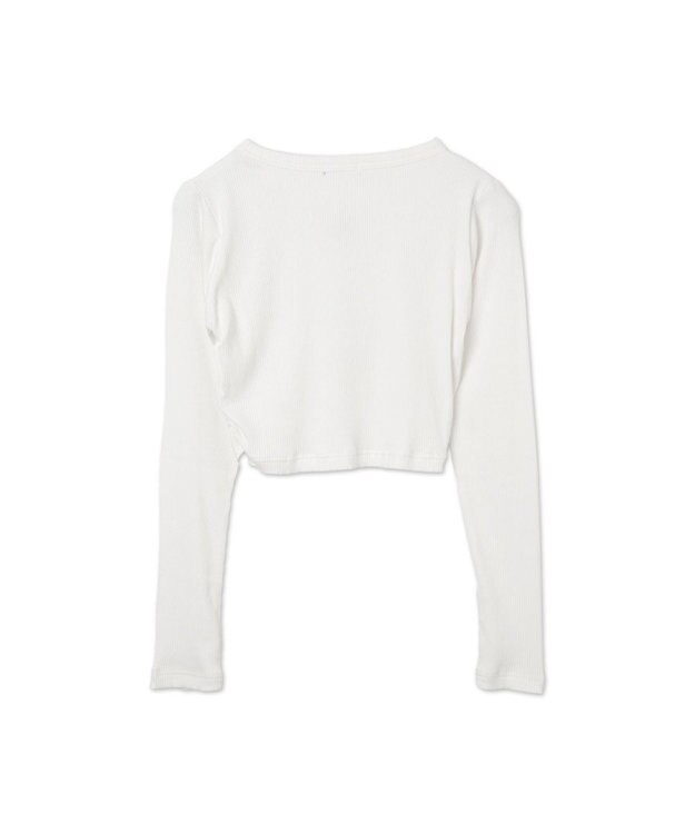 WEGO ワンポイントデザインフィンガーホールリブロンT オフホワイト