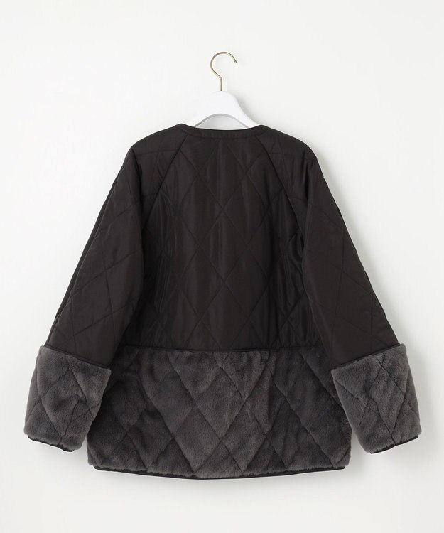 ANY SIS フェイクファーコンビキルティング アウター ブラック