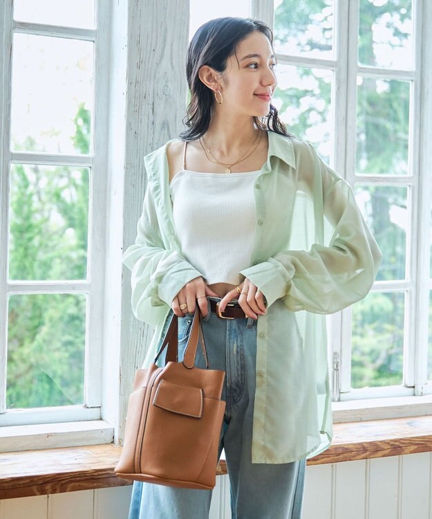 WEGO 【シワになりにくい/手洗い可】シアーBIGシャツ グリーンその他