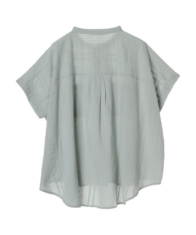 Green Parks インド綿  バンドカラーデザイン５分袖シャツ Mint