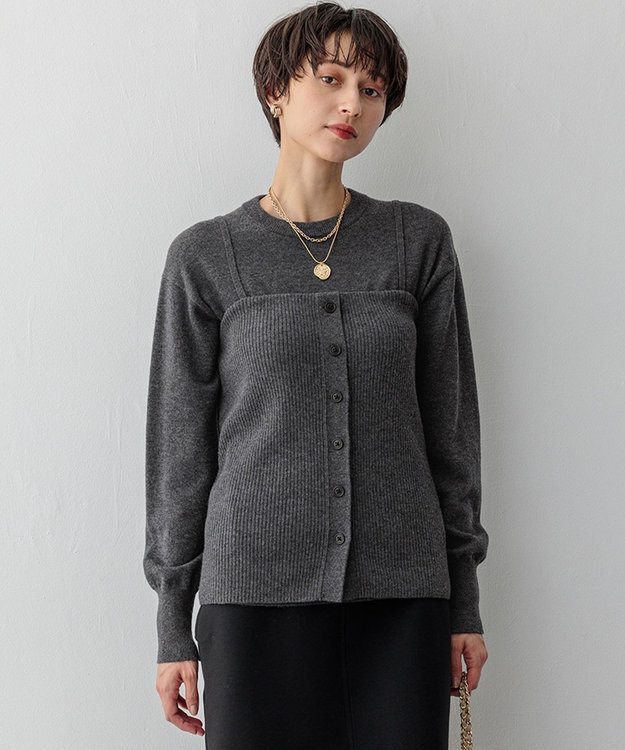 23区 【洗える】レイヤードビスチェ ニット グレー系