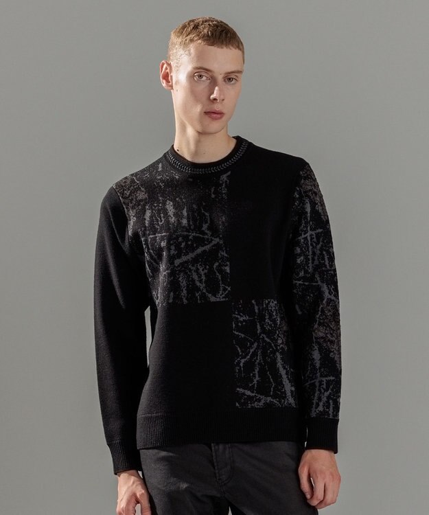 JOSEPH HOMME フォレストジャガードブロック　クルーネックニット ブラック系5