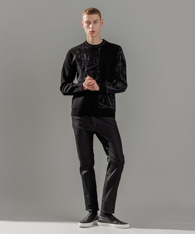 JOSEPH HOMME フォレストジャガードブロック　クルーネックニット ブラック系5