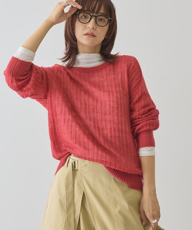 AMERICAN HOLIC モヘアタッチルーズ編みプルオーバー Red