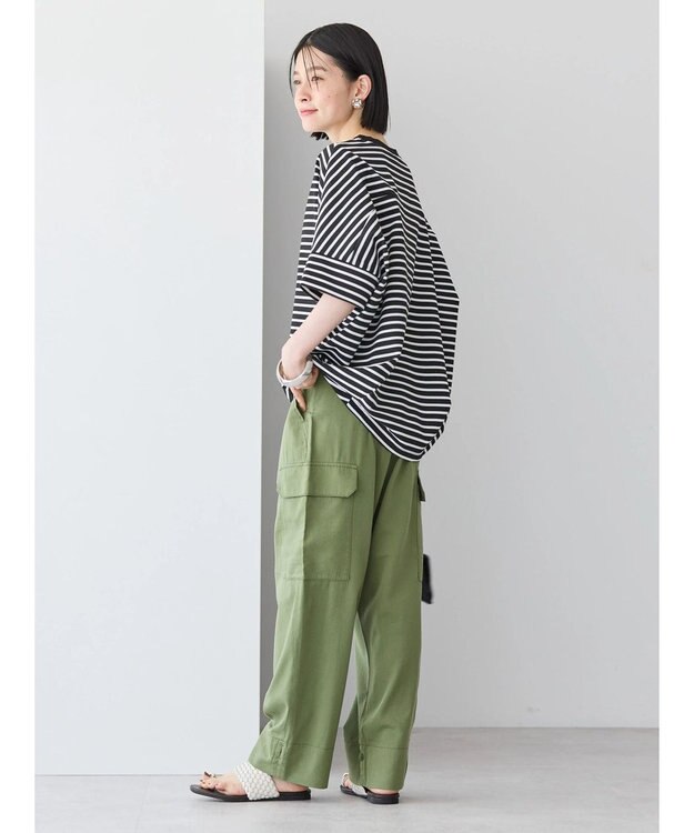 AMERICAN HOLIC 抗菌防臭＋接触冷感　コクーンカットプルオーバー Border Black