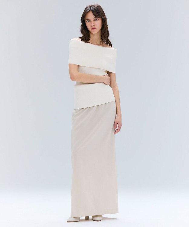 BEIGE， 【洗える】BRERA / オフショルダーストレッチリブニット Ecru