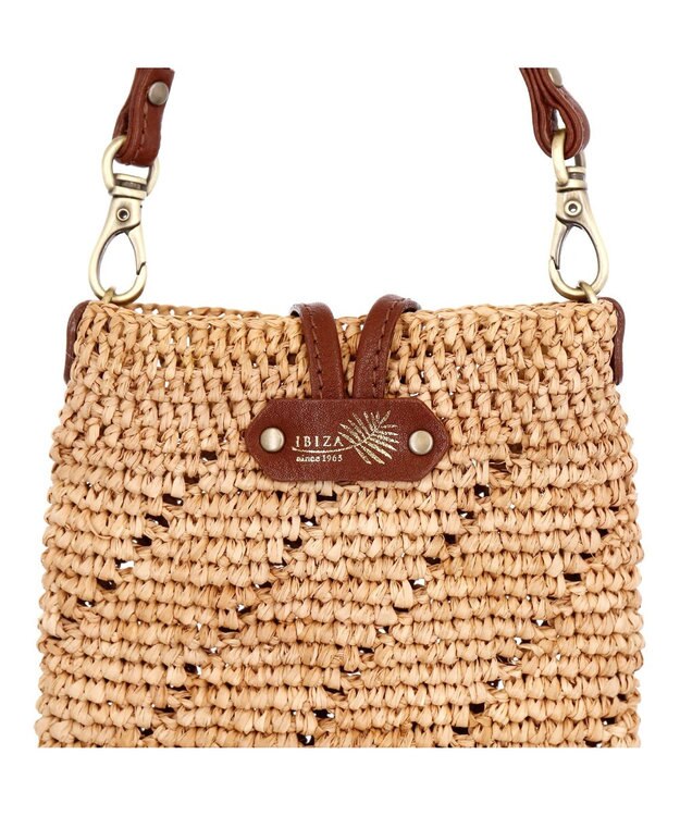 IBIZA ラフィア　スマートフォンポシェット 濃茶