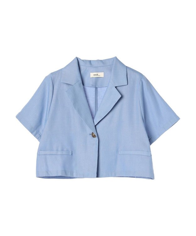 earth music&ecology リサイクルポリエステルブレンドショートシャツ Sax