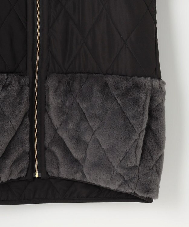 ANY SIS フェイクファーコンビキルティング アウター ブラック