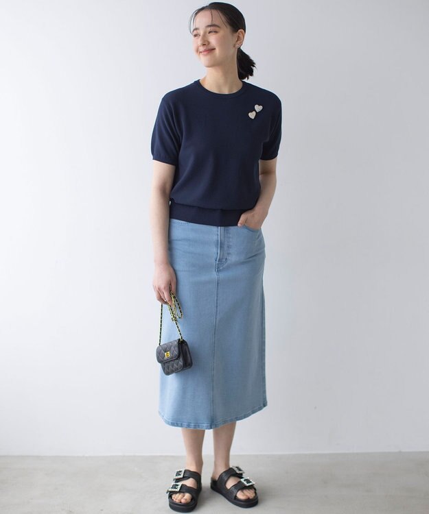 組曲 L カノコニットＴシャツ ネイビー系