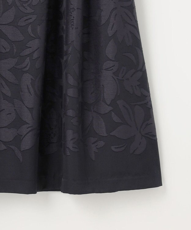 自由区 S 【セットアップ対応・洗える】フラワーオパールタックフレア スカート ネイビー