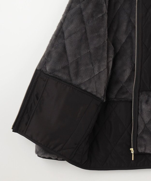 ANY SIS フェイクファーコンビキルティング アウター ブラック