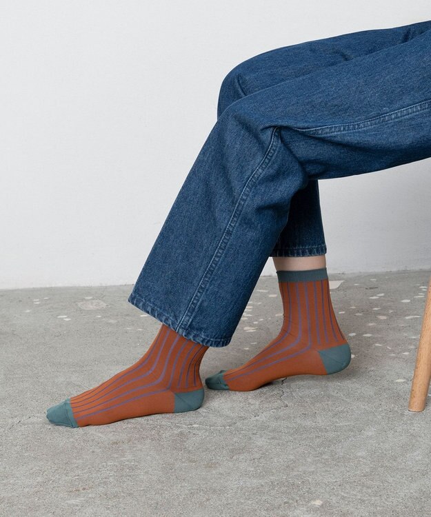 TRICOTE [MENSサイズ登場]　シースルーリブソックス 65ORANGE