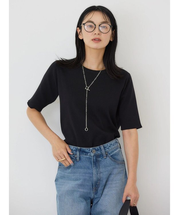 AMERICAN HOLIC ５分袖ニットプルオーバー Black