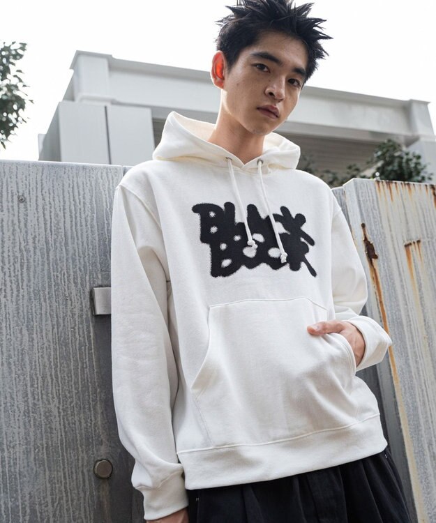 WEGO 【ユニセックス着用ITEM/裏起毛/SMLサイズ展開】リラックスフィットスプレーグラフィックパーカー ホワイト