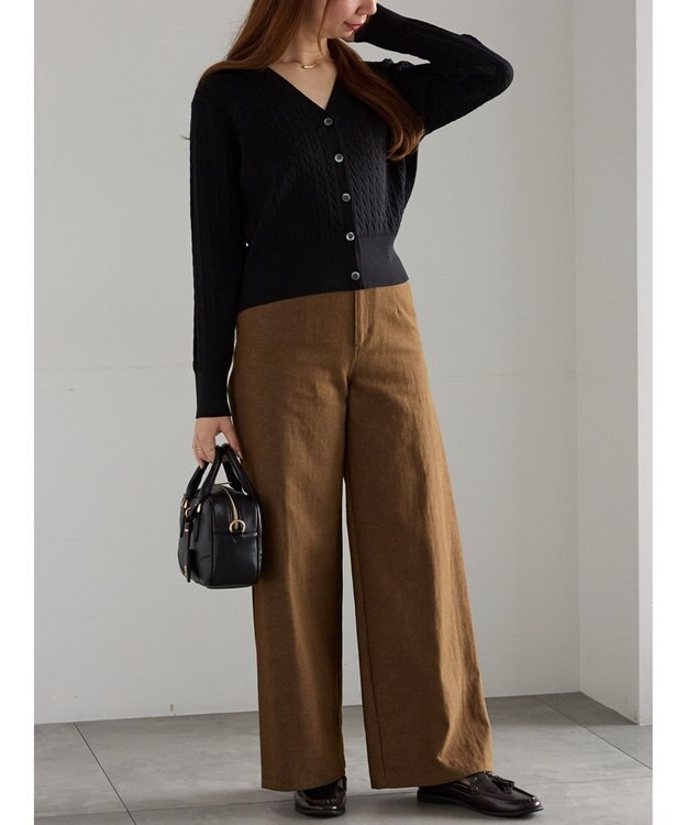 Te chichi ミニケーブル刺繍Vネックカーディガン ブラック