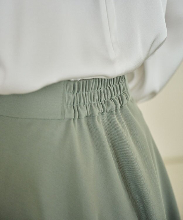 #Newans 【シワになりにくい】〈花乃まりあさんコラボ〉サーキュラースカート スモークグリーン