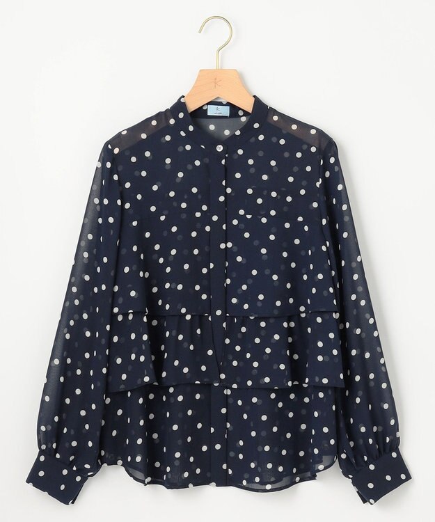 組曲 シフォンオーガンプリント ティアードブラウス ネイビーベース系5