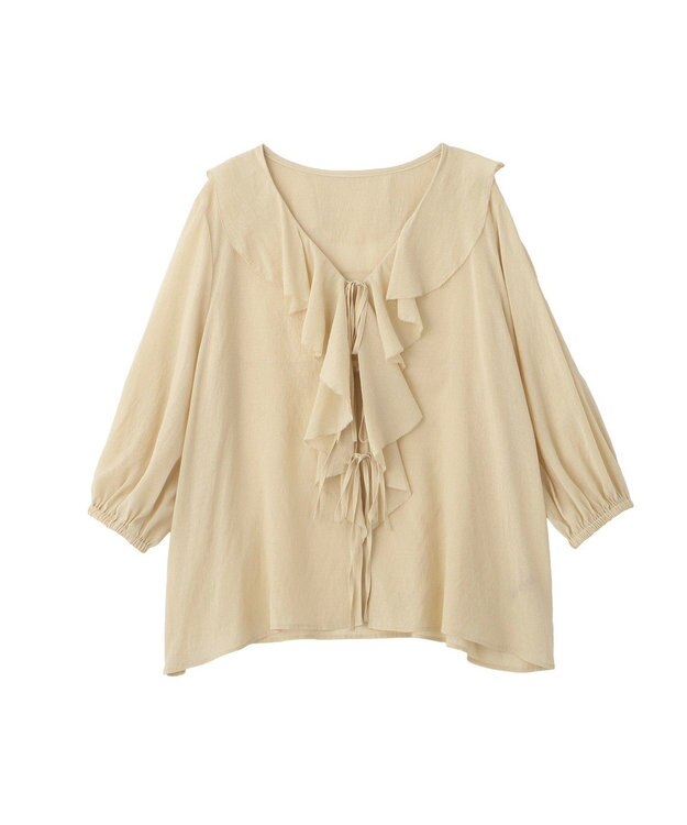 YECCA VECCA ラッフルリボンシアーブラウス Yellow