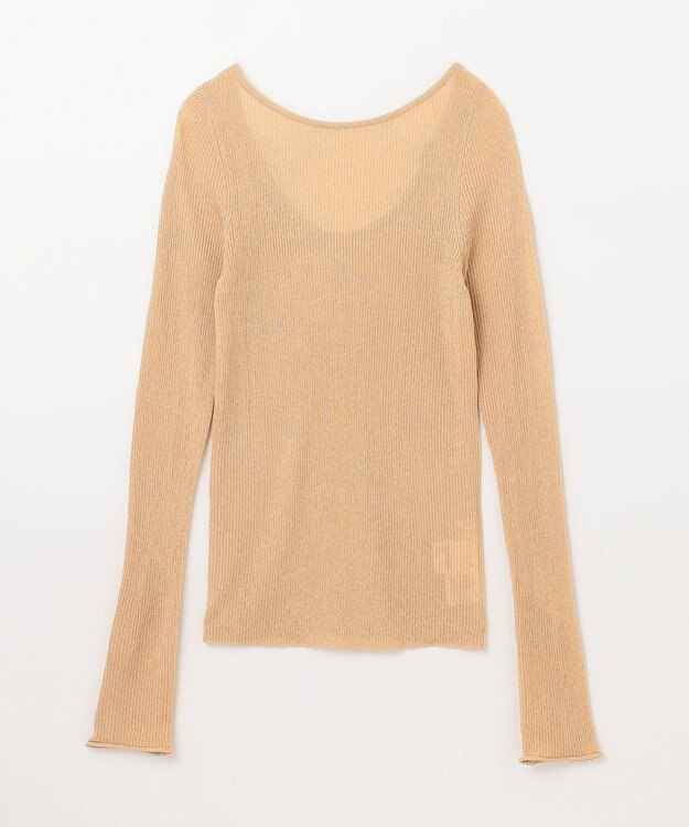 GRACE CONTINENTAL ラメシアーリブニットトップ ベージュ