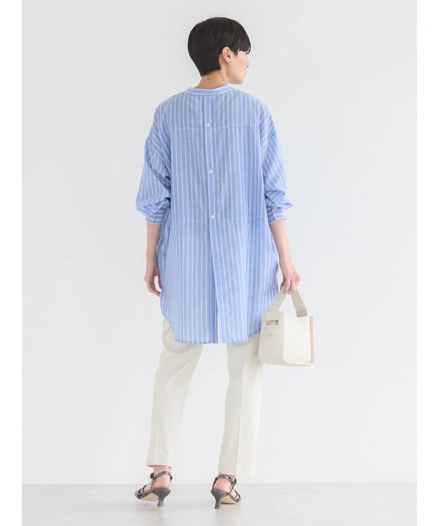 AMERICAN HOLIC イージーケア＋接触冷感　Ｗポケットシャツチュニック Stripe Navy