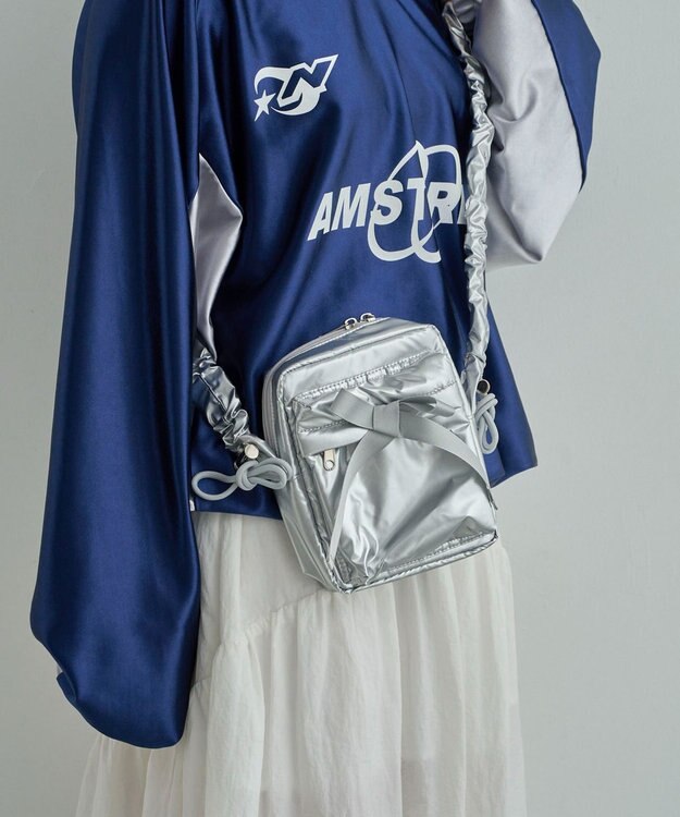 WEGO リボンギャザーミニショルダー シルバー