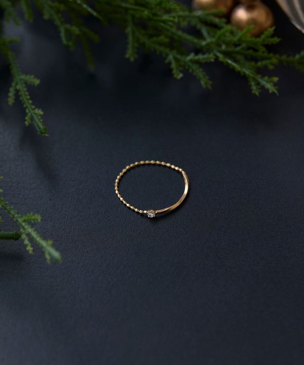 Phoebe 【K10】プレートビジューチェーンリング　ゴールド　3号/11号/13号 ゴールド