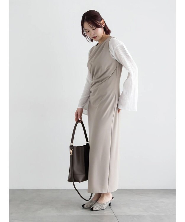 Te chichi ドレープ I ラインワンピース【AOYAMA FASHION ASSOCIATION × Te chichi】 グレー