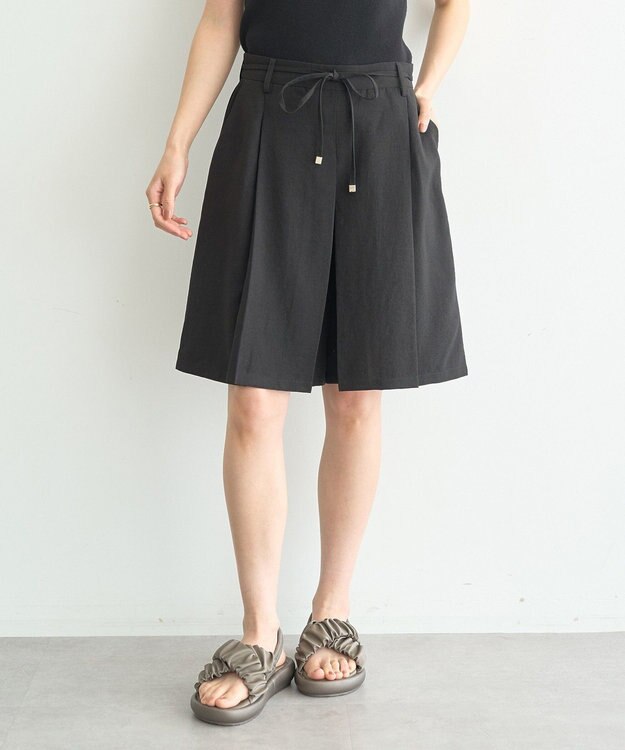 earth music&ecology 【セットアップ対応】ウエストリボンバミューダパンツ Black