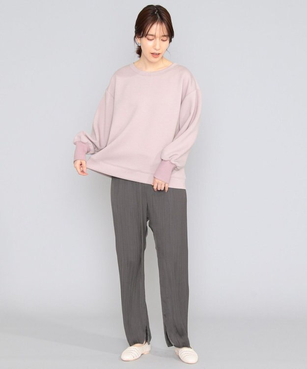 SHARE PARK LADIES 【洗える】アンティークサテンプリーツパンツ グレー系