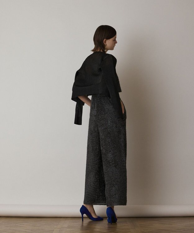 GRACE CONTINENTAL ラメリブシアーニットカーディガン ブラック