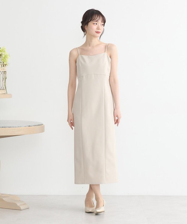 earth music&ecology SET2点フリルボレロ＋ナローワンピース ライトベージュ