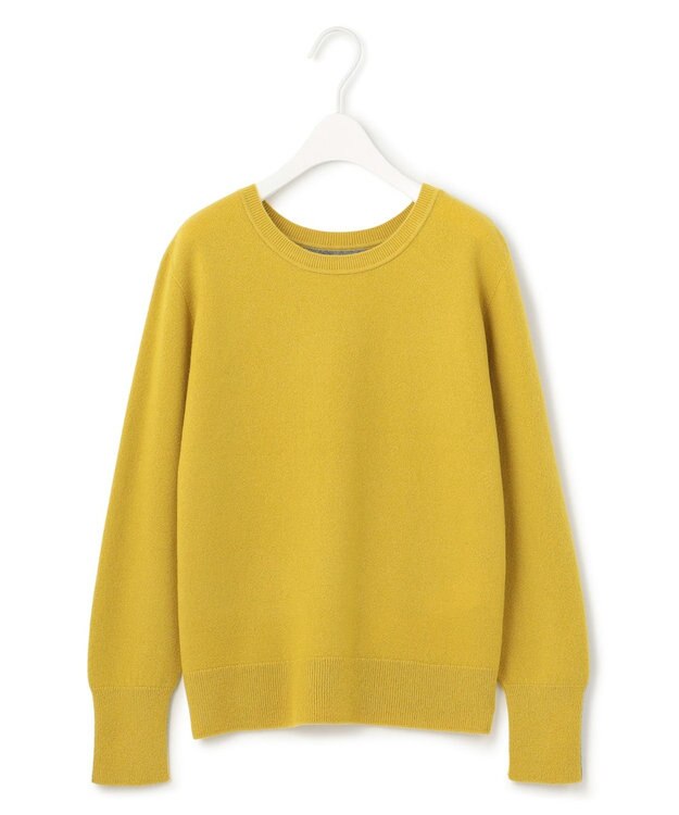 ICB 【CLASSY.1月号掲載・前後着用可能】ピュアカシミヤ バイカラーニット ライム×ライトグレー系